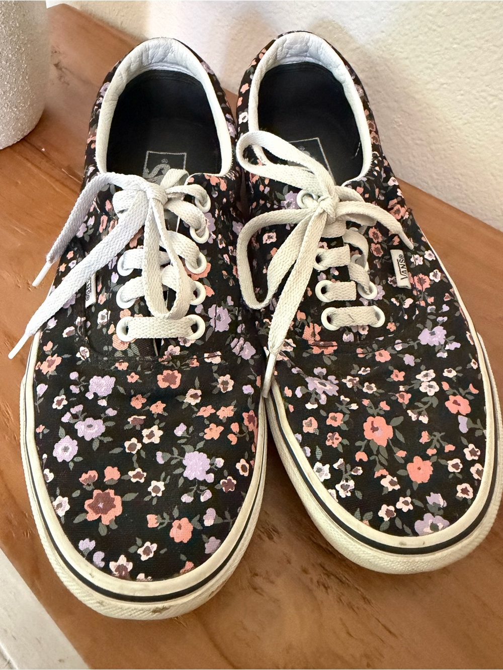 Black floral vans sneakers